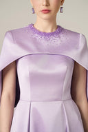 Round Neck Crystal A-Line Silk Taffeta Gown with Mini Cape for women, from IHF ATELIER, The Viet Concept 