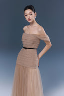 Abigail Off-Shoulder Tulle Silk Maxi Dress for women, from JOSEPHINE, The Viet Concept 