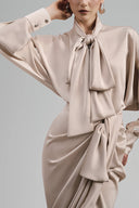 Vanila Straight Cuff Sleeved Silk Satin Shirt for women, from Ha Thanh Viet, The Viet Concept 