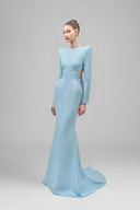 Blue Calliope Mermaid Square Shoulder Polyester Floor Length Dress for women, from Maison Des Copains, The Viet Conept 