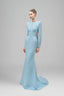 Blue Calliope Mermaid Square Shoulder Polyester Floor Length Dress for women, from Maison Des Copains, The Viet Conept 