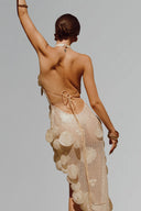 Cream Sirena Mesh Midi Dress for women, from La Vierge, The Viet Concept 