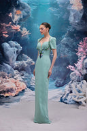 Celestine Coral Crystal Crepe Gown for women, from 21SIX, The Viet Concept