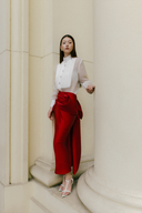 Red Loin Structured Midi Skirt for women, from WHITE PLAN, The Viet Concept 