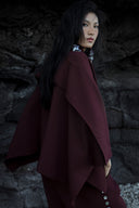 Brown Pearl-Button Draped Cape Shirt for women, from CAOSTU, The Viet Concept