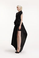 SORAMAME • Black Rewrite Asymmetric Wrap Maxi Skirt