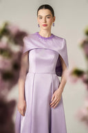 Round Neck Crystal A-Line Silk Taffeta Gown with Mini Cape for women, from IHF ATELIER, The Viet Concept 
