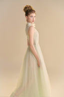 LINH PHUNG • Delysia Pastel Mint Illusion Tulle Gown