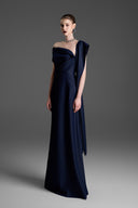 GVLUX • Asymmetric Shoulder Draped A-line Dress