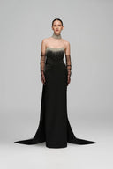 Crystal Embellished Corset Maxi Dress with Detachable Train for women, from IHF STUDIO, The Viet Concept 