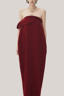 Red Velvet Nhung Cocoon Off-Shoulder Velvet Maxi Dress for women, from TINH, The Viet Concept 