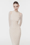 L'ALLÉE • Textured 3D Feather Long Dress