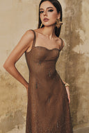 L' SCARLETT • Crystal-Beaded Lustrous Lace Maxi Dress