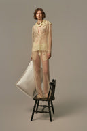Somnolence Ivory Tulle Shirt And Pant Set for women, from POEM, The Viet Concept