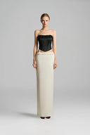 IHF STUDIO • Black Crystal Embellished Strapless Corset Top