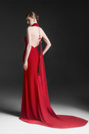 Zafielle Crimson Halter Velvet Gown for women, from MAISON DES COPAINS, The Viet Concept 