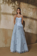 L' SCARLETT • Embellished Glitter Lace A-Line Maxi Dress