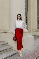 Red Loin Structured Midi Skirt for women, from WHITE PLAN, The Viet Concept 