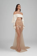 Nude Bravura Maxi Dress for women, from POEM, The Viet Concept 
