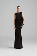 Calla Metallic Mermaid Jersey Gown with Extended Train for women, from ARTI, The Viet Concept 