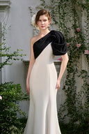 Ivory One-Shoulder Mermaid Evening Gown with Draped Floral Detail for women, from IHF ATELIER, The Viet Concept