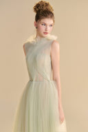 LINH PHUNG • Delysia Pastel Mint Illusion Tulle Gown