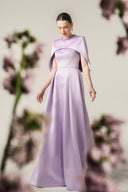 Round Neck Crystal A-Line Silk Taffeta Gown with Mini Cape for women, from IHF ATELIER, The Viet Concept 