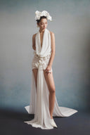 Frost Sculpted Cape Mini Dress for women, from HA THANH VIET, The Nam Concept 