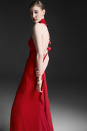 Zafielle Crimson Halter Velvet Gown for women, from MAISON DES COPAINS, The Viet Concept 