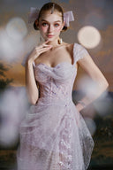 MADDY HATES ROSE • Arabella Lace Draped Floor-Length Convertible Gown