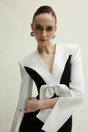 Shalom Dress Contrast Panel Bow Gown for women, from JENNY K TRAN, The Viet Concept 