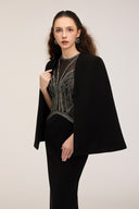 21SIX • Yara Crepe & Tulle Embellished Gown with Anaya Cape