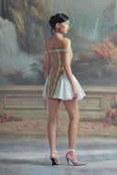 LINH PHUNG • Josette 3D Leaf Embellished Off-Shoulder Taffeta Mini Dress