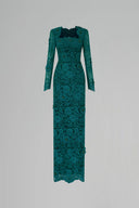 Trapeze Neck Blooming Rose Lace Column Gown for women, from IHF ATELIER, The Viet Concept 