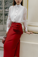 Red Loin Structured Midi Skirt for women, from WHITE PLAN, The Viet Concept 