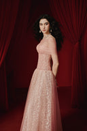 Douce Off-Shoulder Glitter Mesh A-Line Evening Gown for women, from JOSEPHINE, The Viet Concept