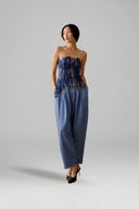 LECIA • Éclat Bleu Embroidered Sheer Corset Top