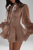 Brown Charlotte Mini Dress for women, from Huelley Rose, The Viet Concept 