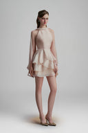Nude Magnolia Halter Neck Mini Dress for women, from Calista, The Viet Concept 