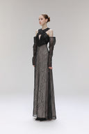 Desiderium Black Lace Off-Shoulder Cut-Out Maxi Dress for women, from SORAMAME, The Viet Concept