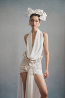 Frost Sculpted Cape Mini Dress for women, from HA THANH VIET, The Nam Concept 