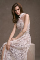 KEIRA TONG • Daphne Sheer Lace Sleeveless Collared Shirt Dress
