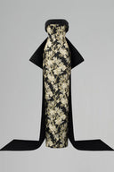 Aurélia Gold Black Jacquard Bustier Column Evening Gown for women, from IHF ATELIER, The Viet Concept 