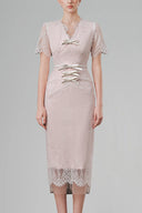 Cream Lovien Midi Dress for women, from White Plan, The Viet Concept