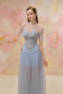 JOSÉPHINE • Isabella Azure Embellished Bustier Gown - The Viet Concept