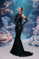 Leona Celestia Crepe Mermaid Gown & Crystal Tulle Gloves for women, from 21SIX, The Viet Concept