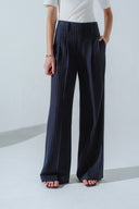 HOBB • Striped High-Waisted Wide-Leg Twill Pants