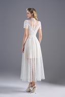 ROSEE de MATIN • SleeveShort Embroidery White Maxi Dress