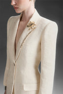 Soreya Plunging Notch Lapel Velvet Jacquard Trench Coat for women, from MAISON DES COPAINS, The Viet Concept 