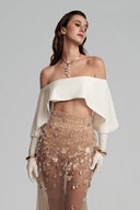 Nude Bravura Maxi Dress for women, from POEM, The Viet Concept 